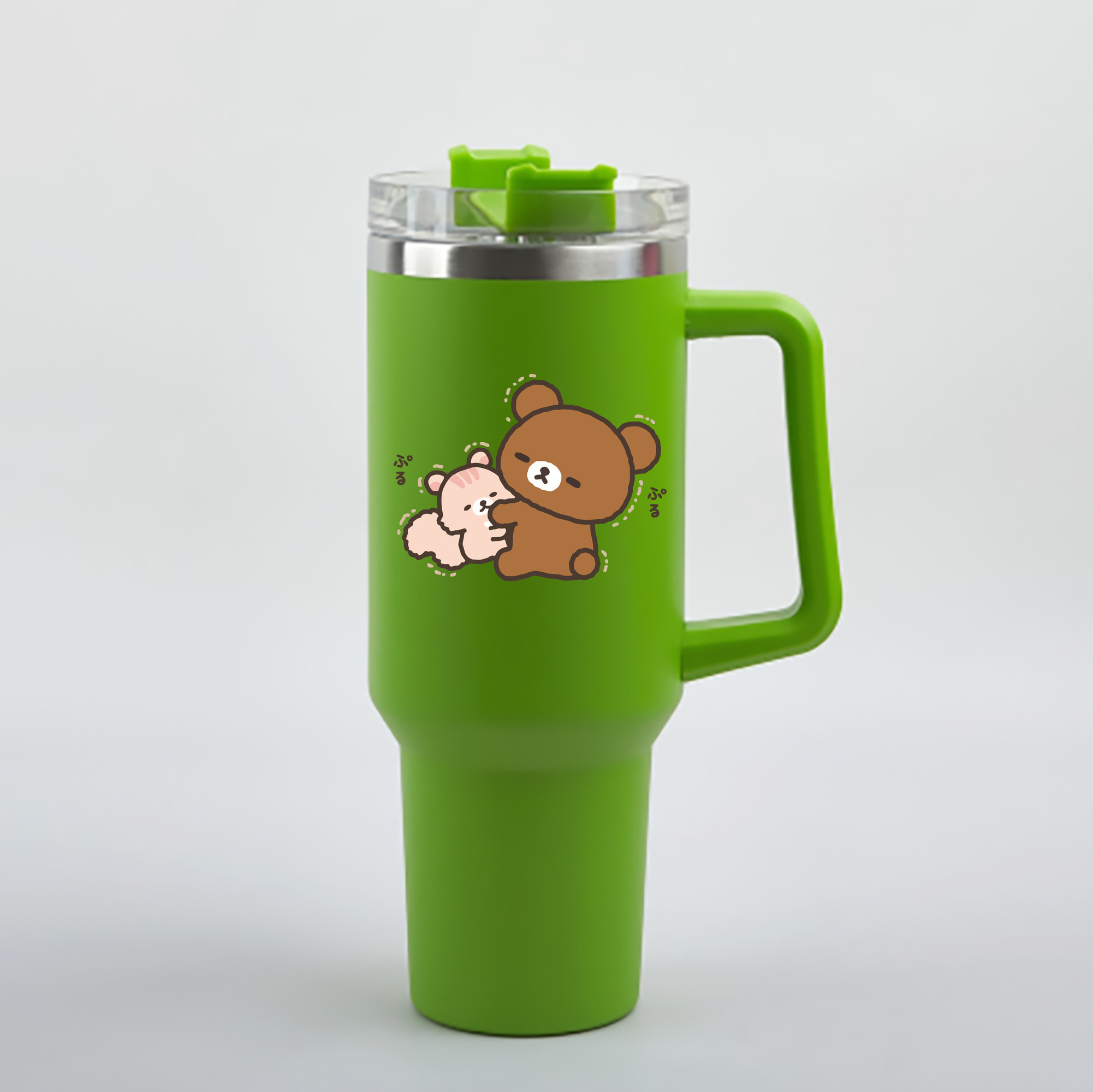 （画像用） リラックマ リラックマ キイロイトリ Rilakkuma Korilakkuma Kiiroitori 1200mL車用タンブラー - クリスタルステッカー（プラスチックストロー付き）